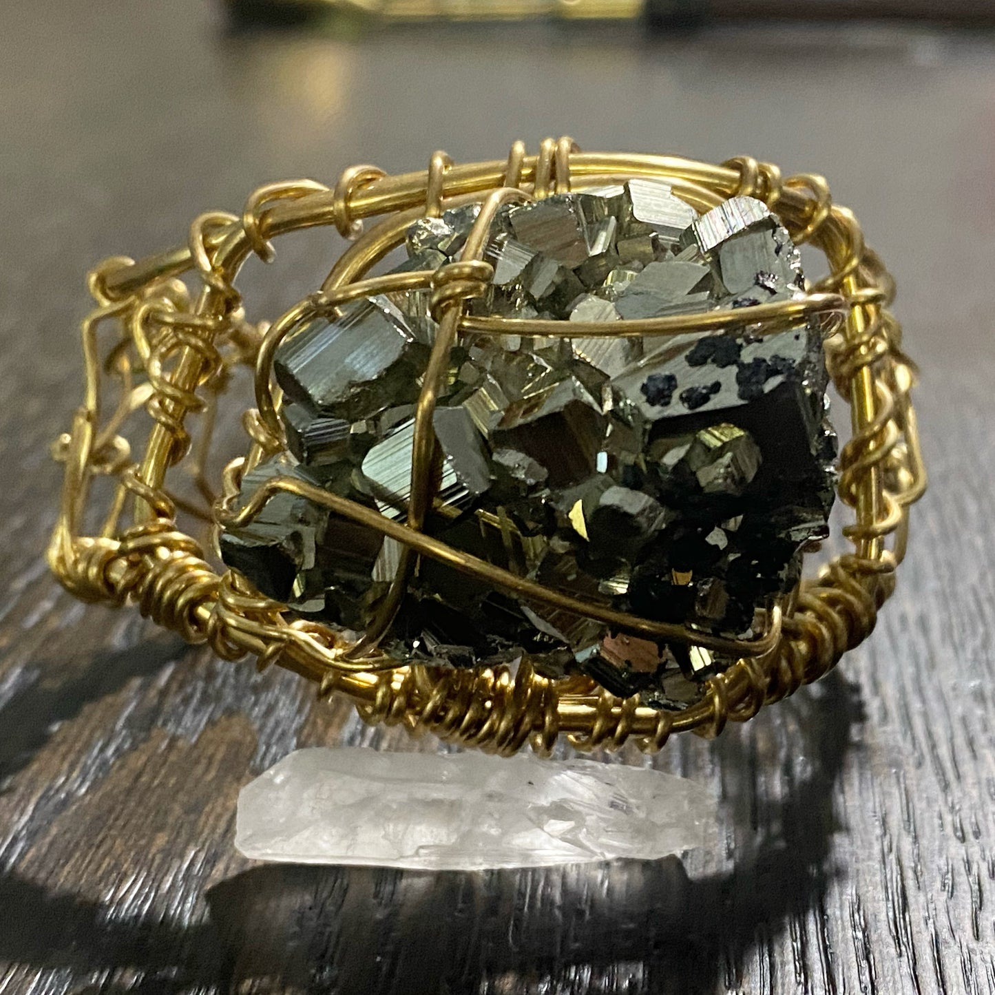 BRONZE+PYRITE CUFF BRACELET