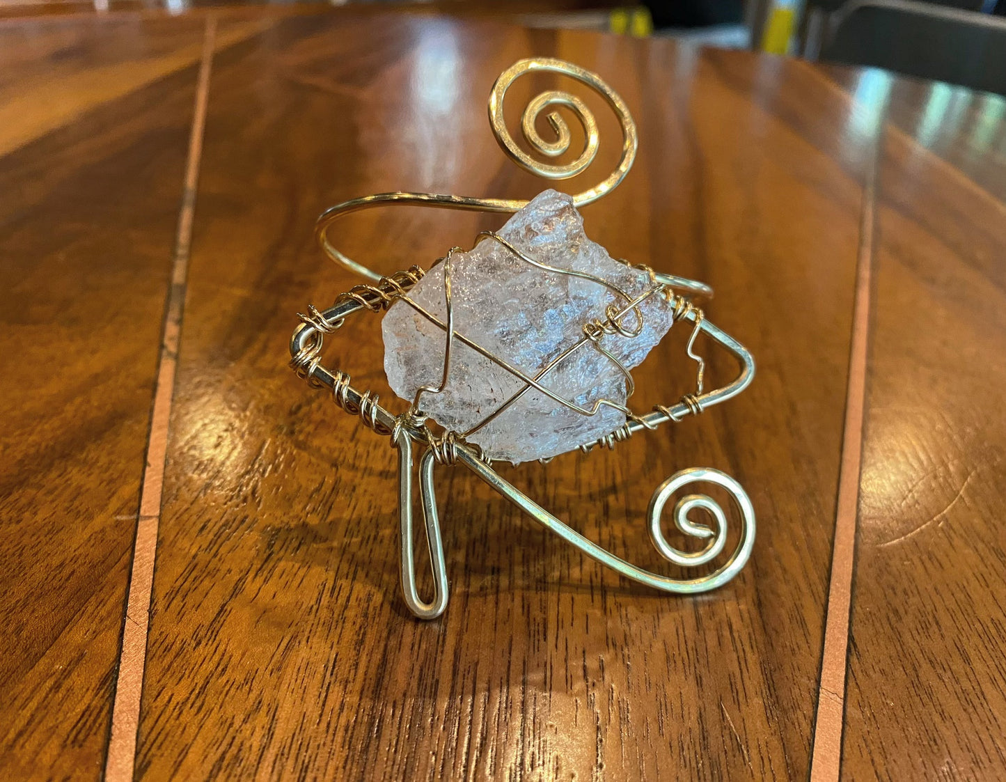BRONZE+RAW QUARTZ EYE OF HERU BRACELET