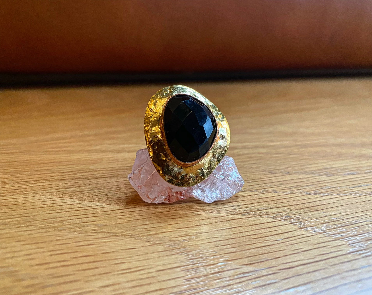 BRASS+ONYX SHIELD RING
