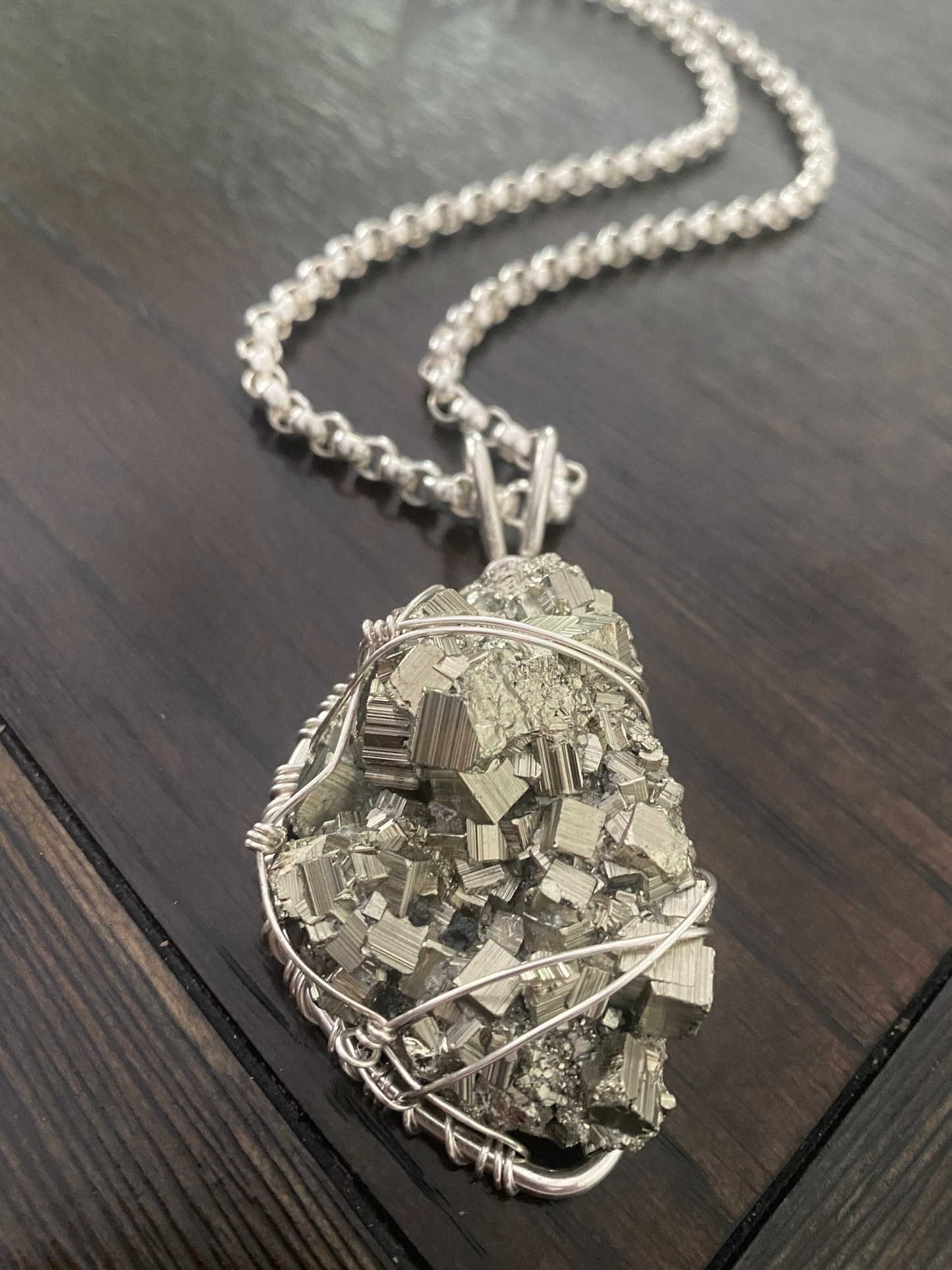 SILVER+PYRITE NECKLACE