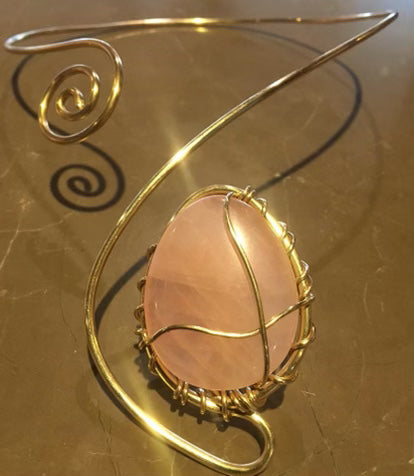 BRONZE+ROSE QUARTZ NECKLACE