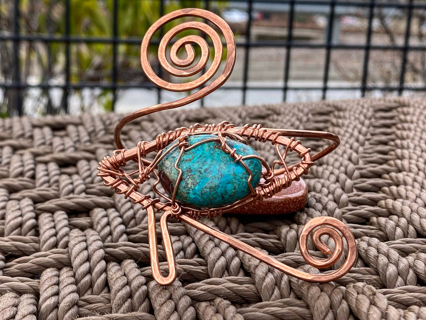 COPPER+CHRYSOCOLLA EYE OF HERU WRAP BRACELET