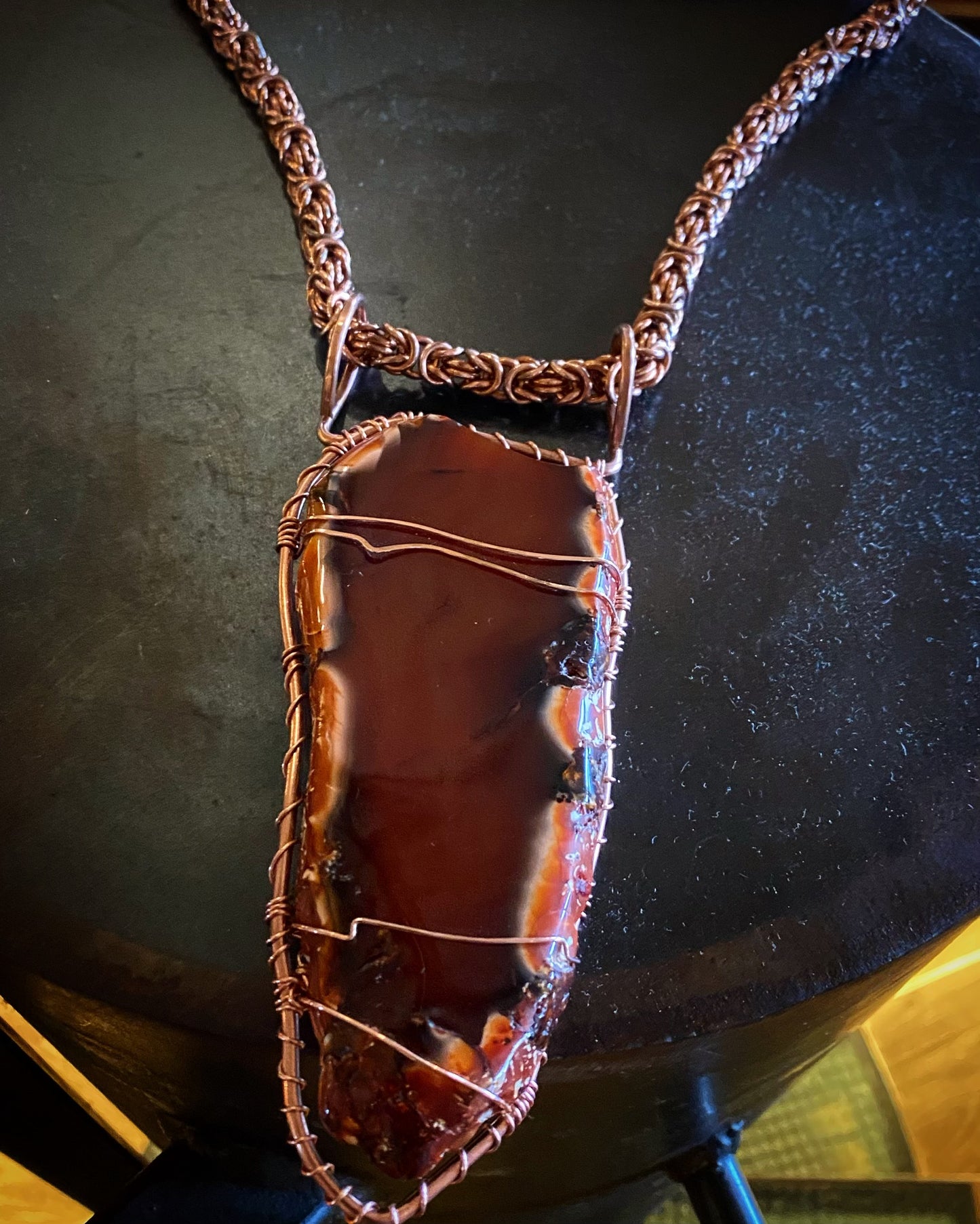 COPPER+CARNELIAN AGATE BYZANTINE NECKLACE