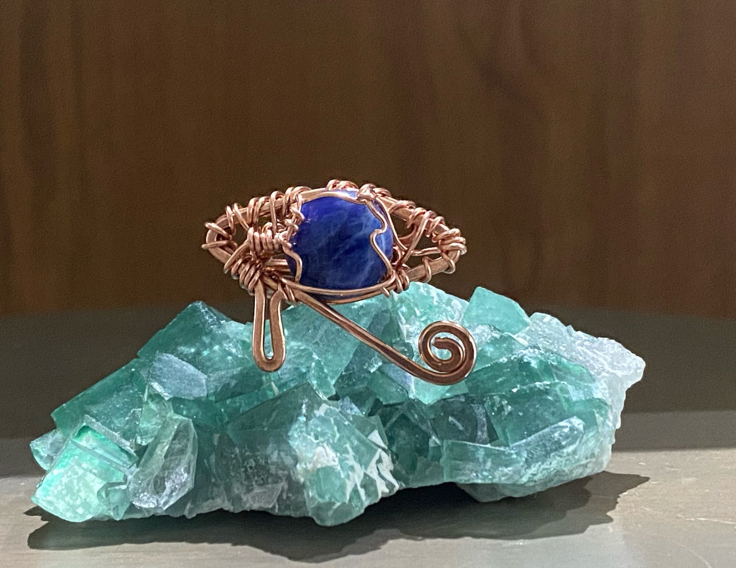 COPPER+SODALITE “EYE OF HERU” RING