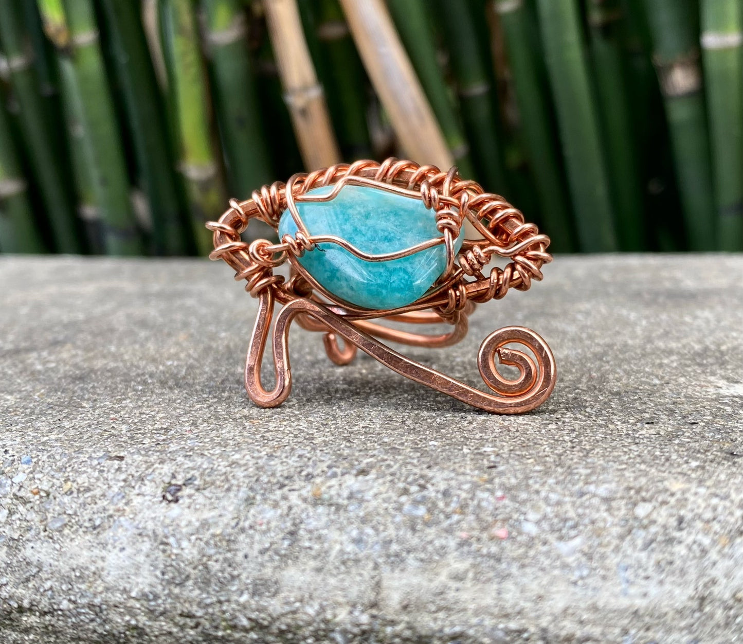 COPPER+AMAZONITE EYE OF HERU RING