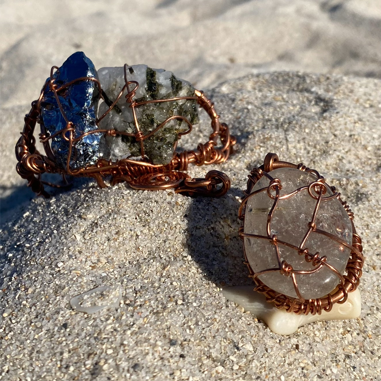 ✨☀️”NATURAL WONDER”☀️✨ COPPER+RUTILATED QUARTZ +TOURMALINATED QUARTZ+SILICON GODDESS RING BRACELET