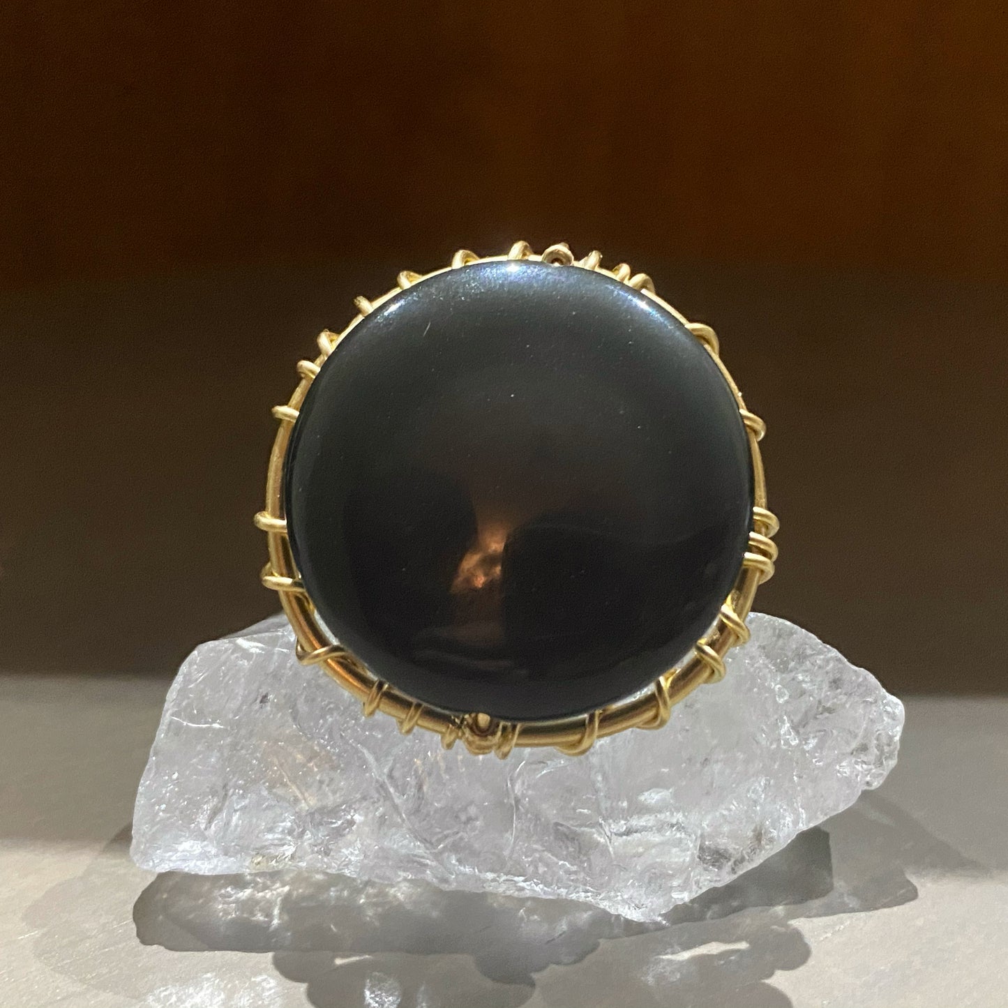 BRONZE+RAINBOW OBSIDIAN RING