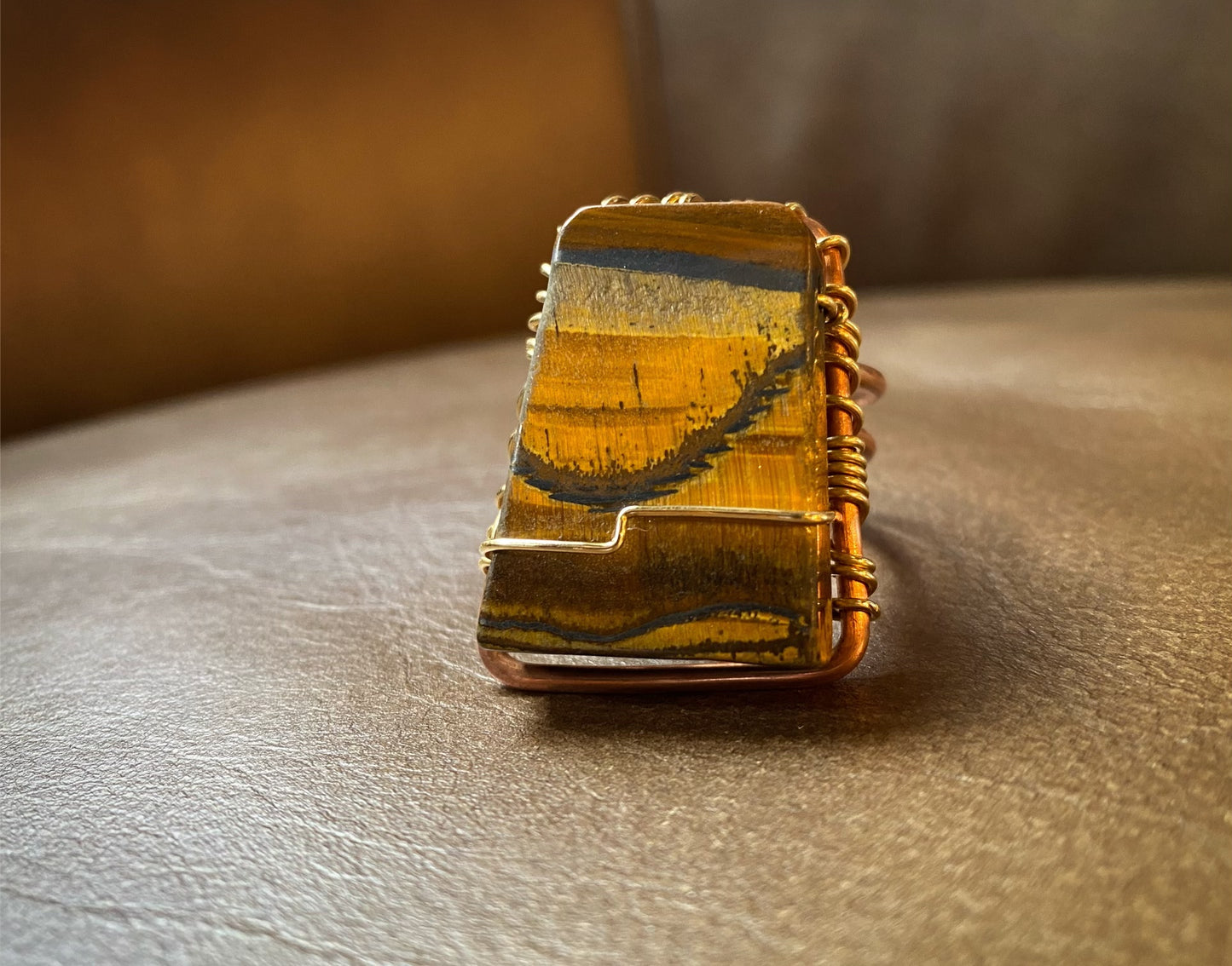 CHUNKY BRONZE+COPPER+TIGERS EYE RING
