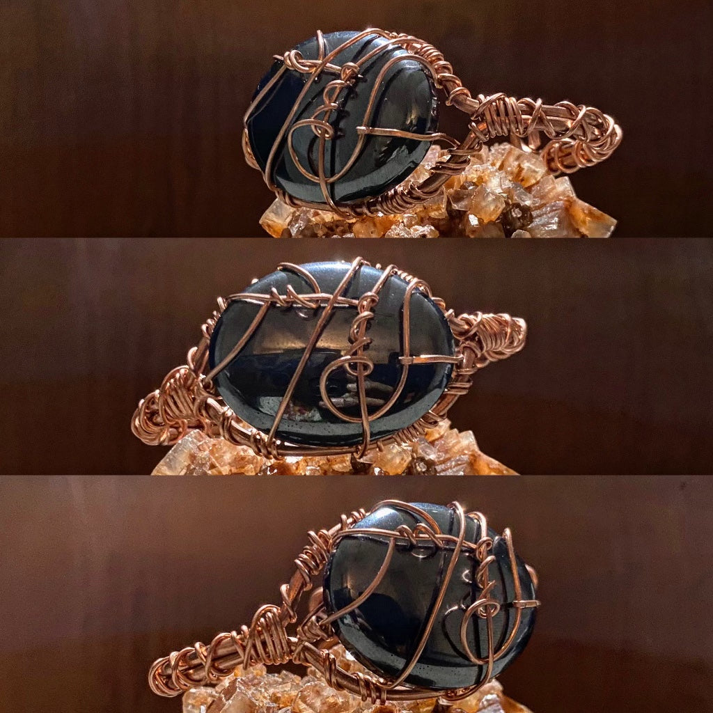 THICK COPPER+HEMATITE CUFF BRACELET