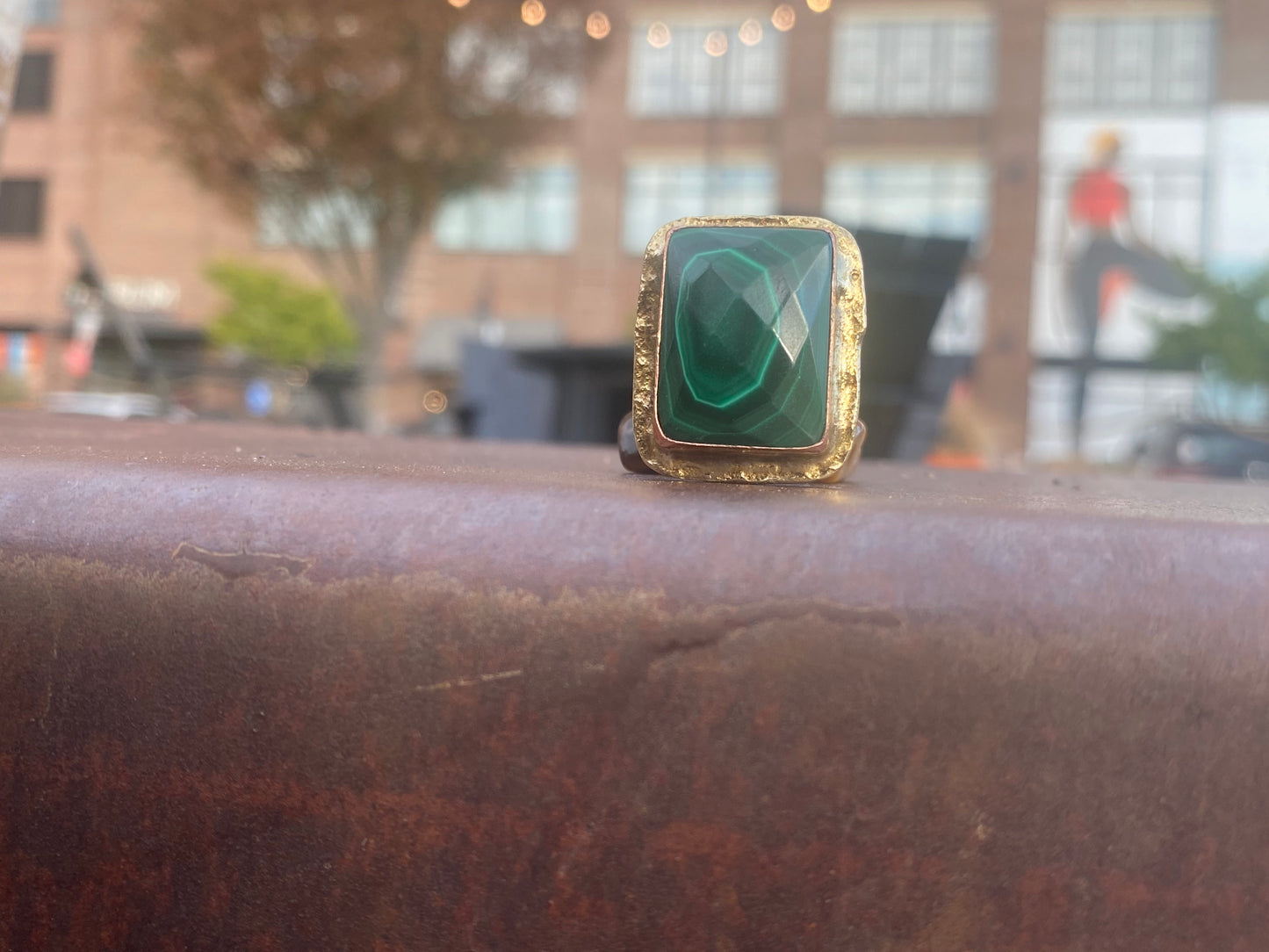 BRASS/COPPER+ MALACHITE RING