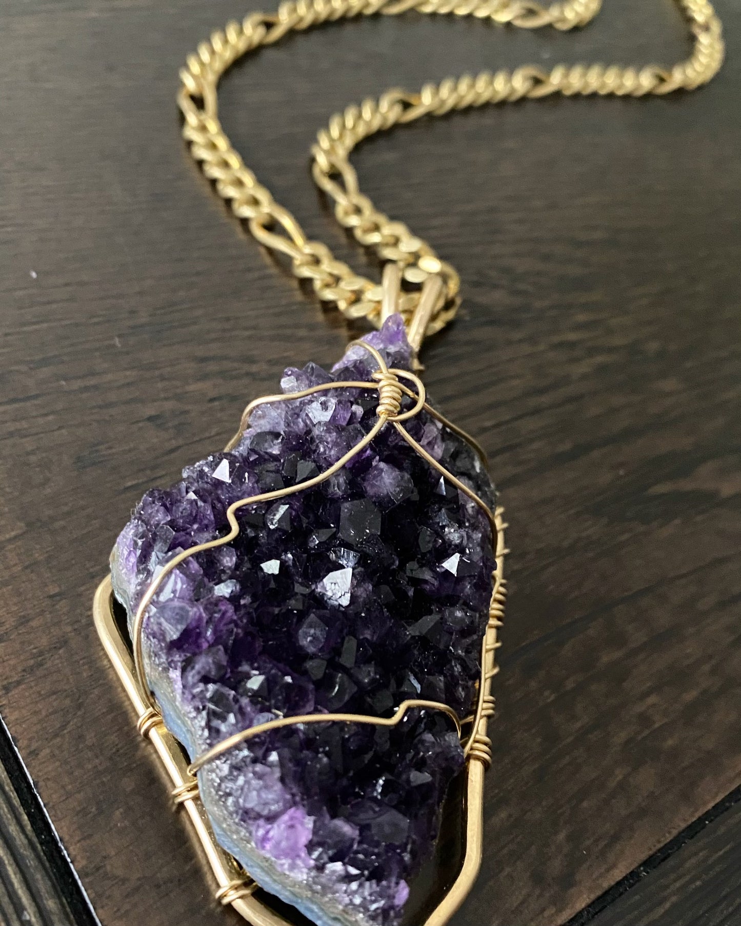 BRONZE+AMETHYST FIGARO NECKLACE
