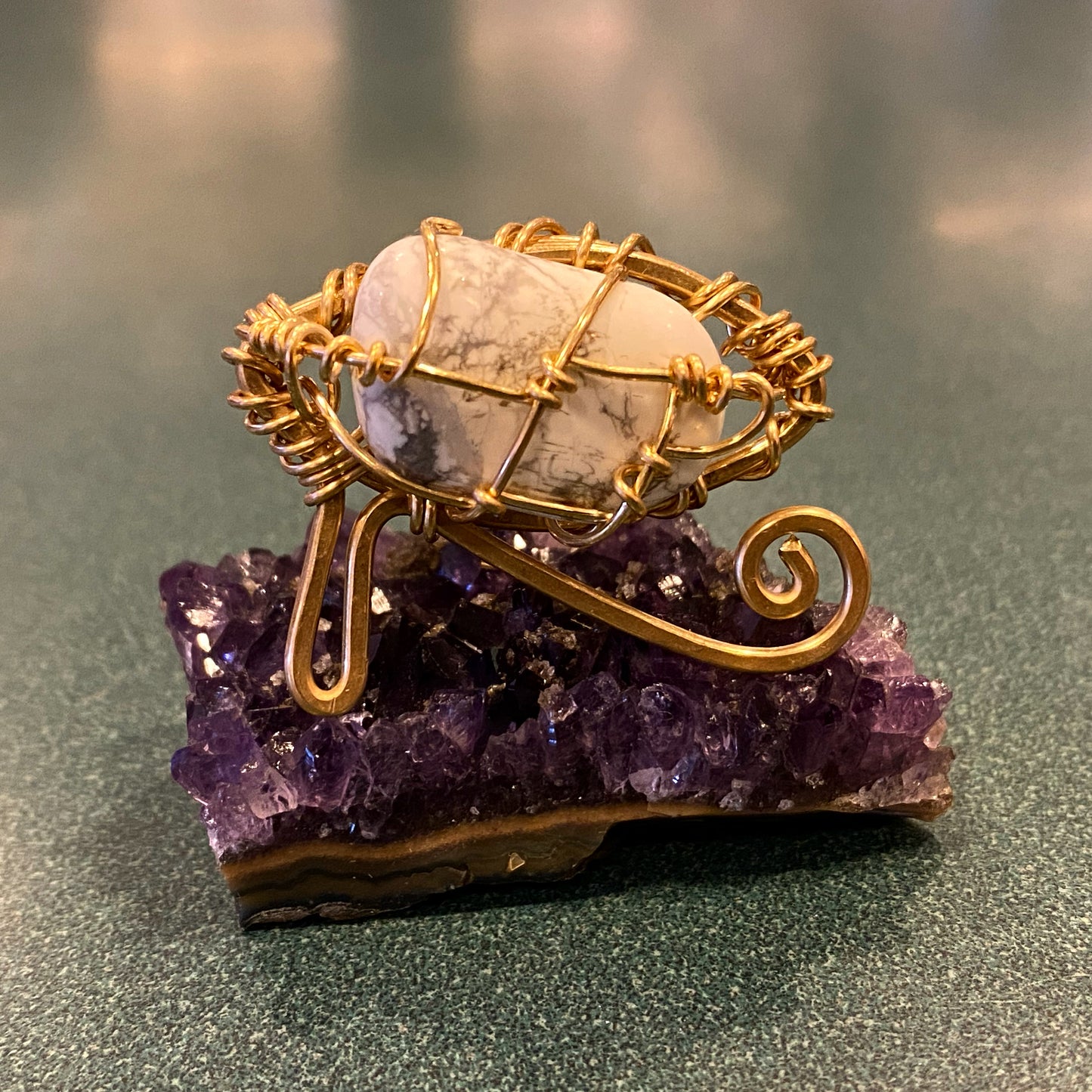 BRONZE+HOWLITE EYE OF HERU RING