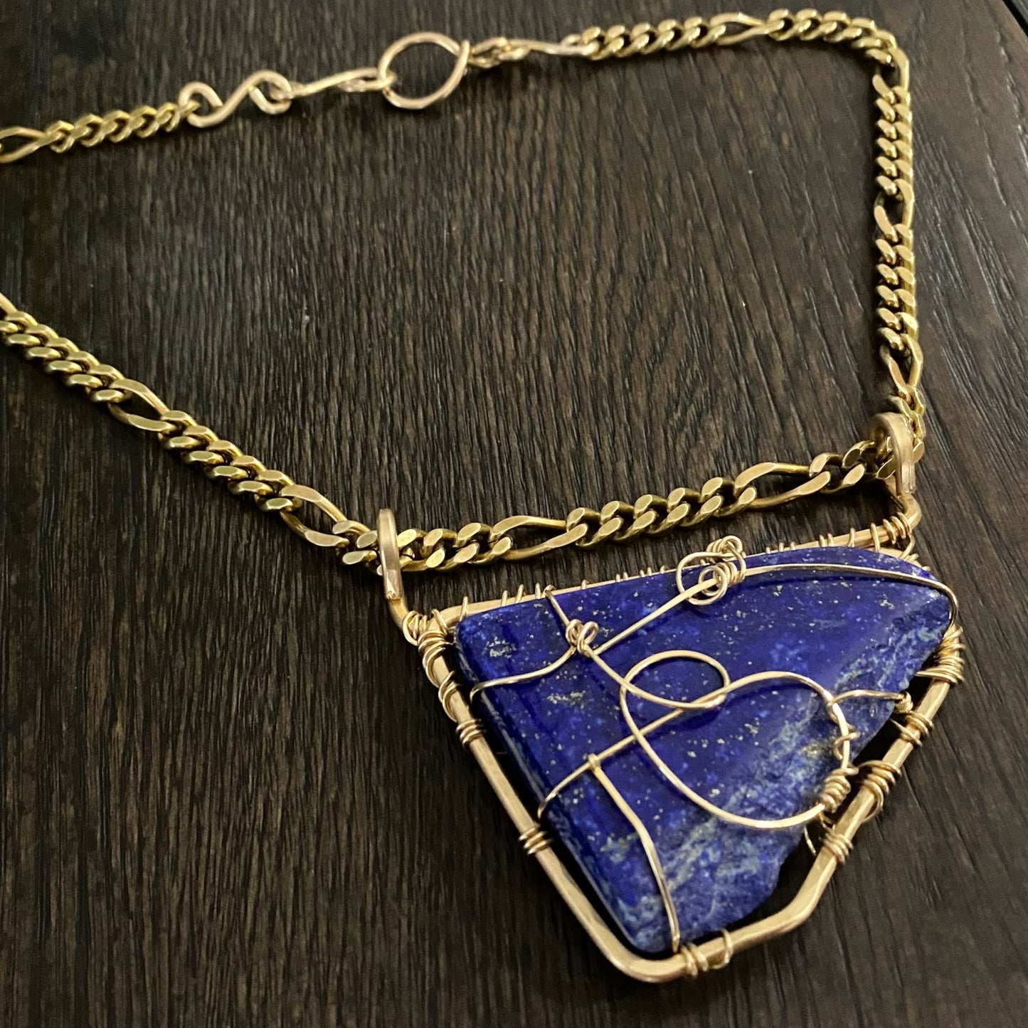 BRONZE+LAPIS LAZULI FIGARO NECKLACE