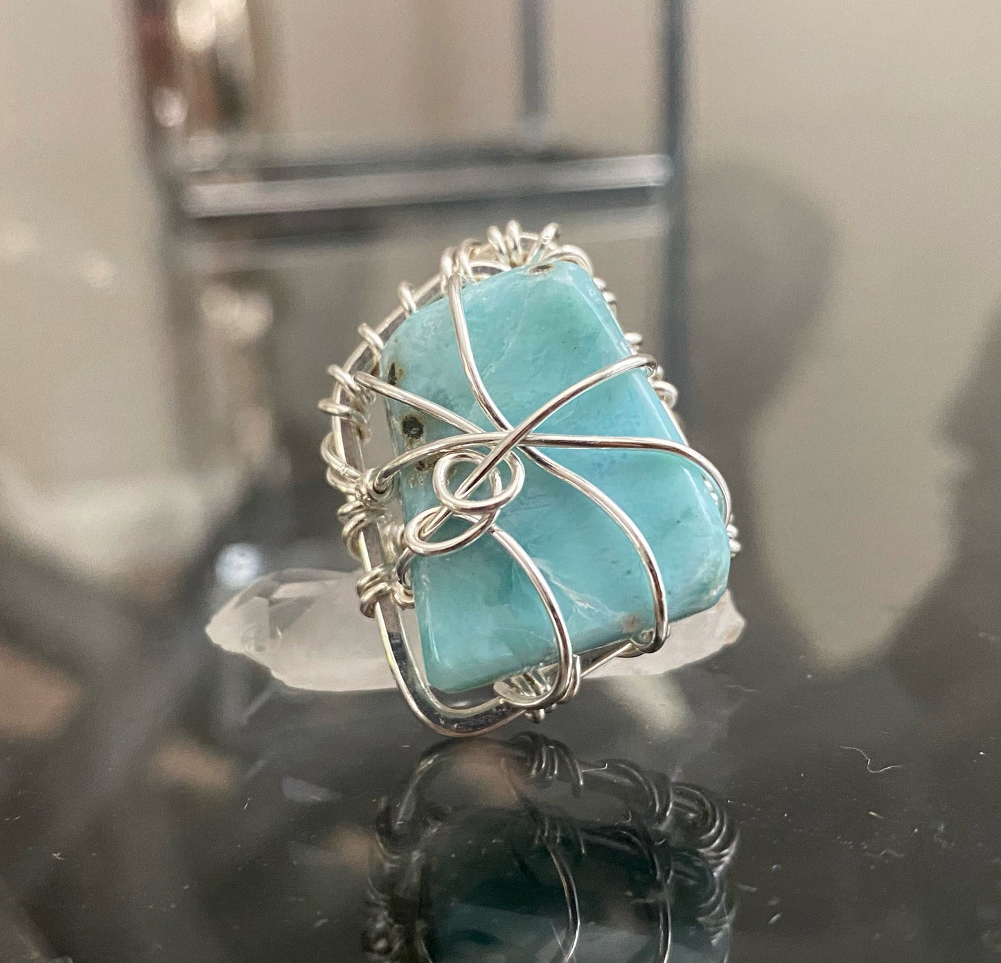 SILVER+LARIMAR RING