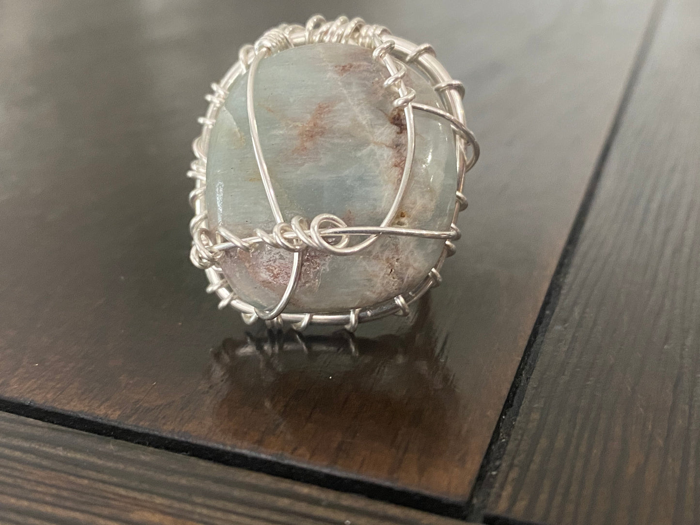 SILVER+AQUAMARINE RING