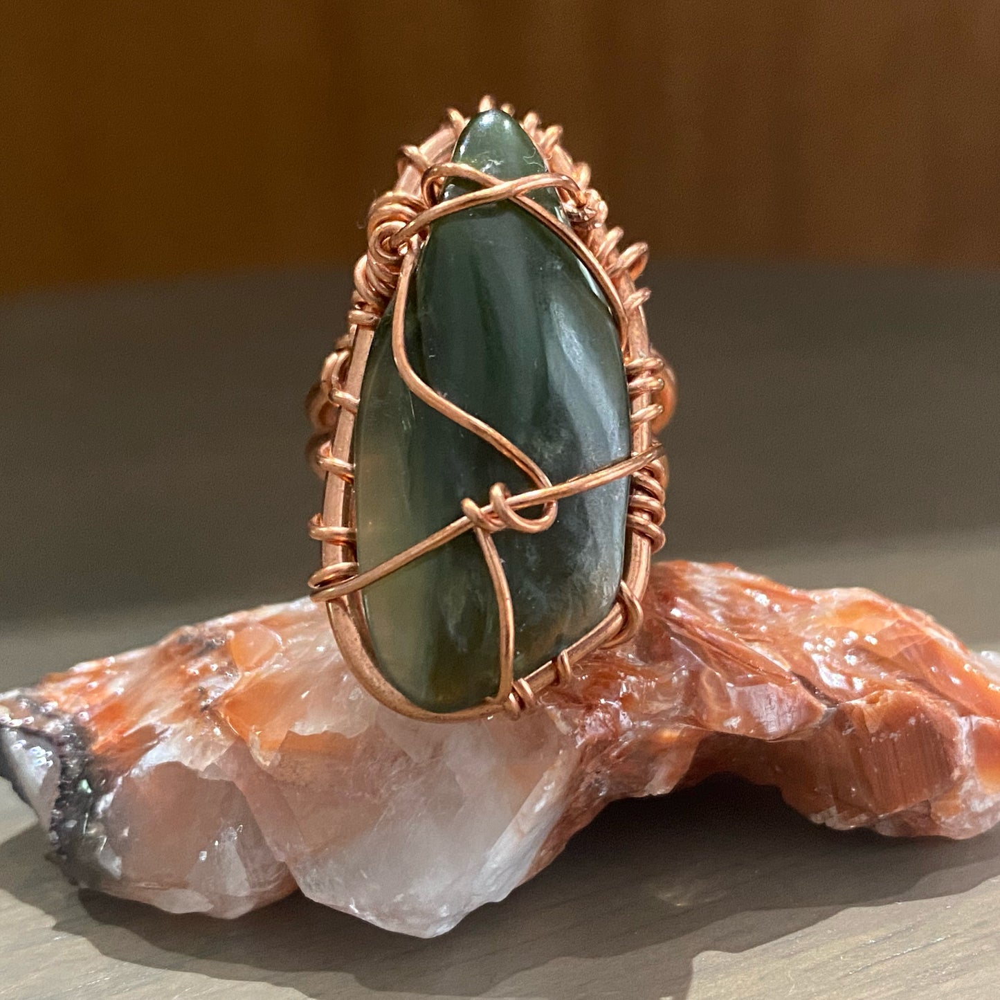 COPPER+JADE RING