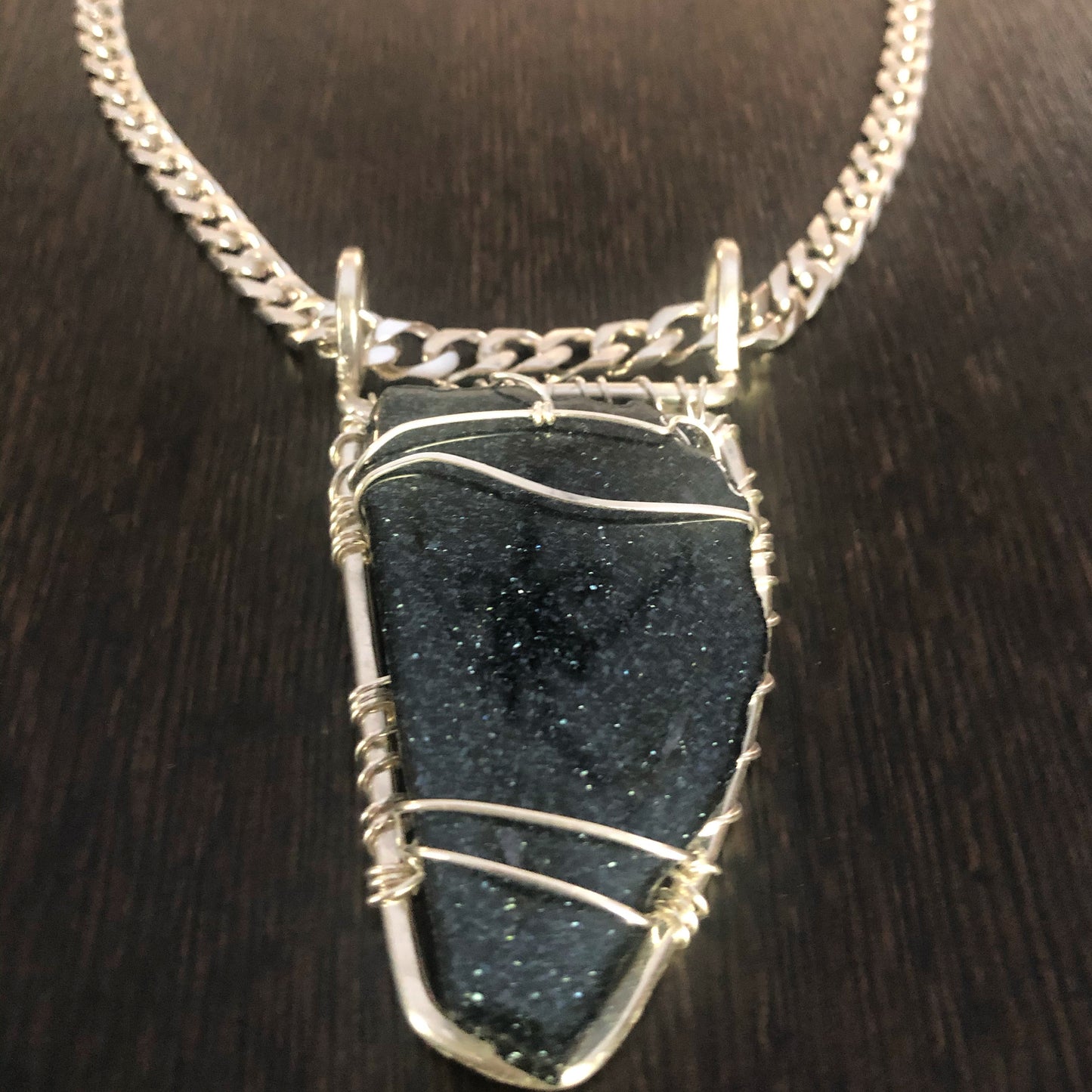 SILVER+SPECULAR HEMATITE NECKLACE