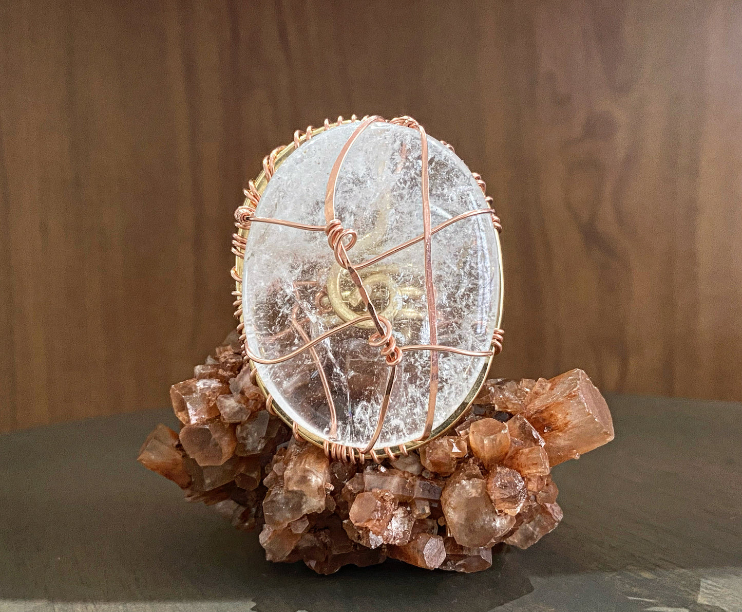 “IMPERIAL STATUS” BRONZE+COPPER CLEAR QUARTZ RING