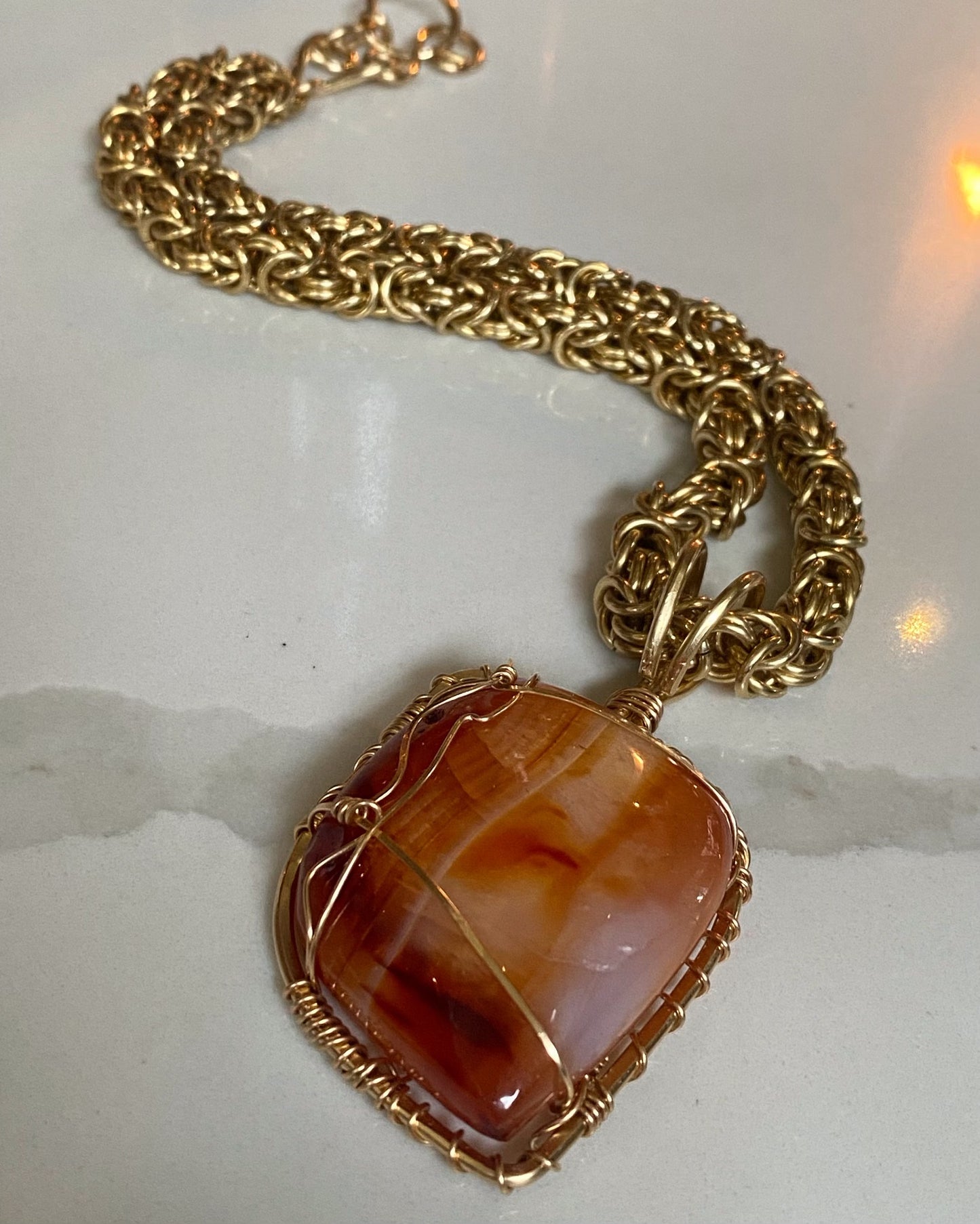 BRONZE+CARNELIAN BYZANTINE NECKLACE