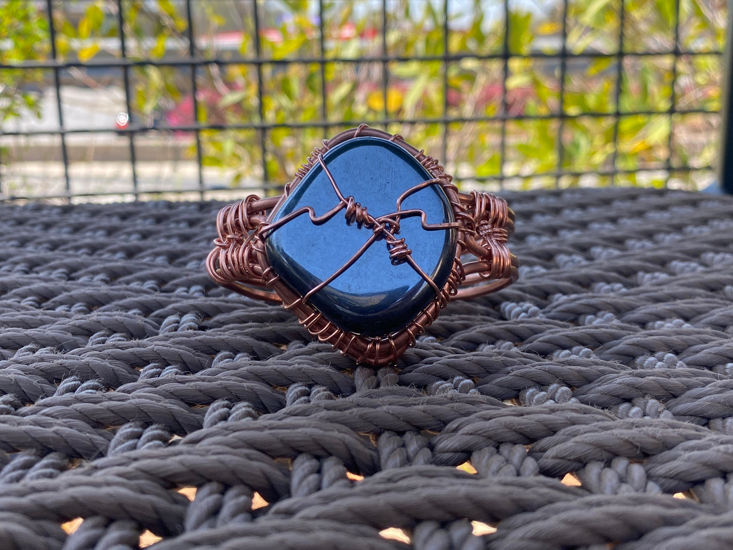 THICK COPPER+MAGNETIC HEMATITE CUFF BRACELET