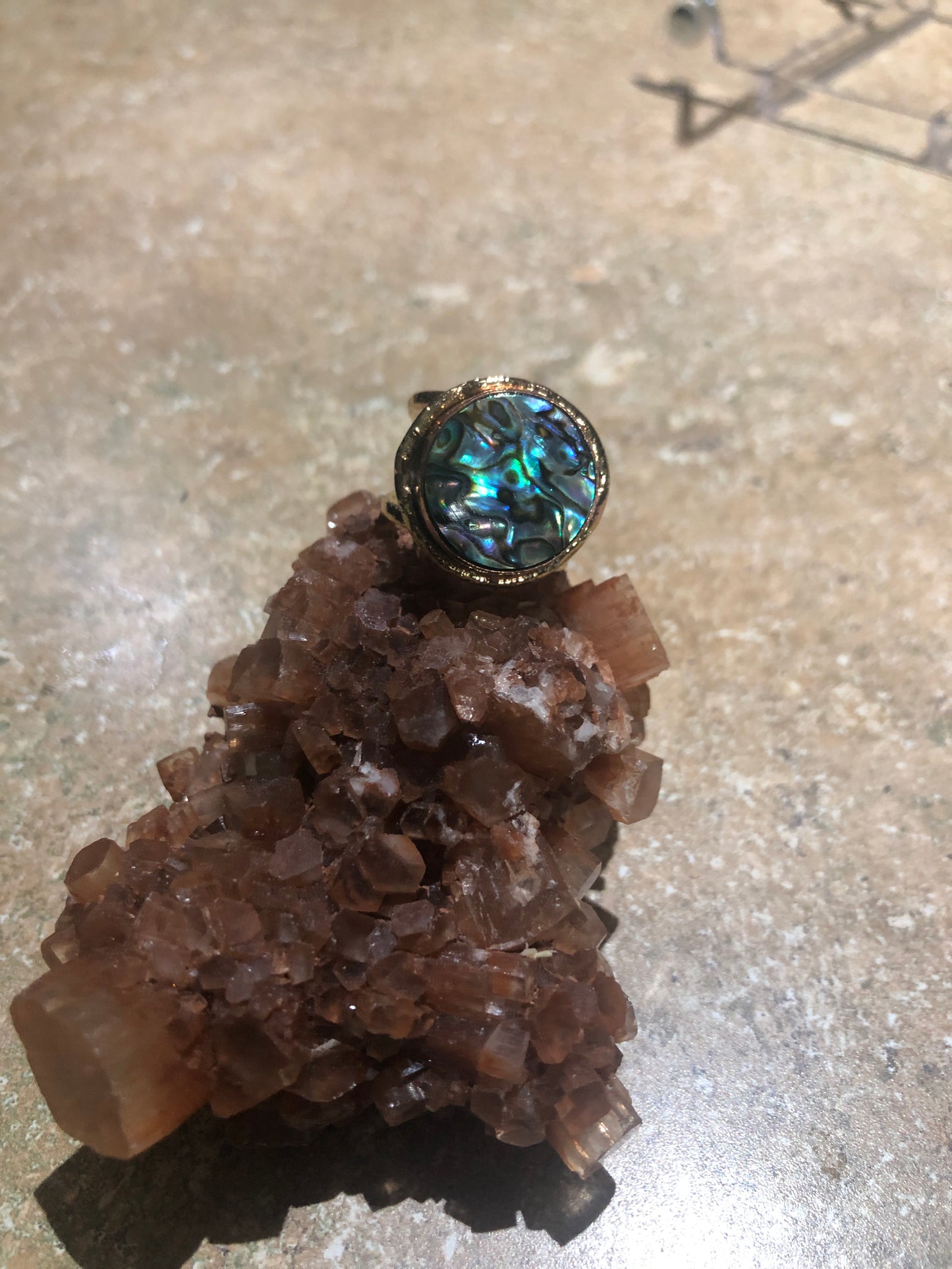 BRASS+COPPER+ ABALONE SHELL RING