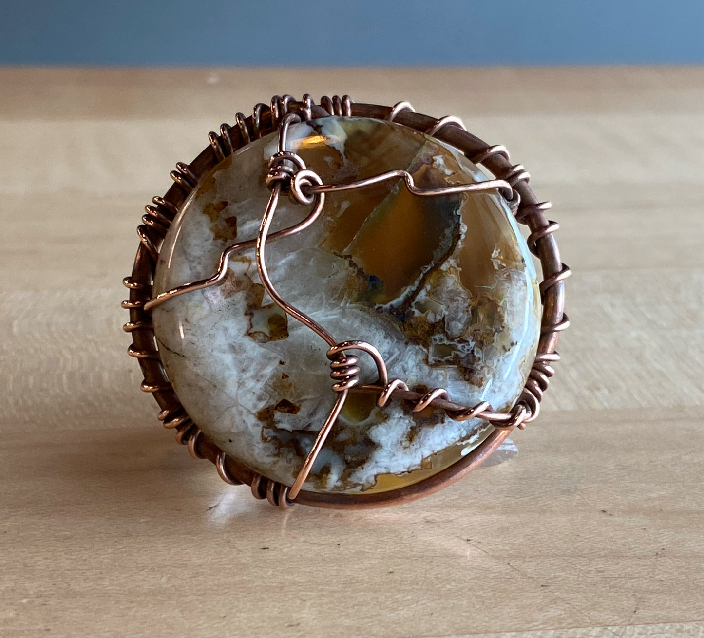 COPPER+AGATE RING