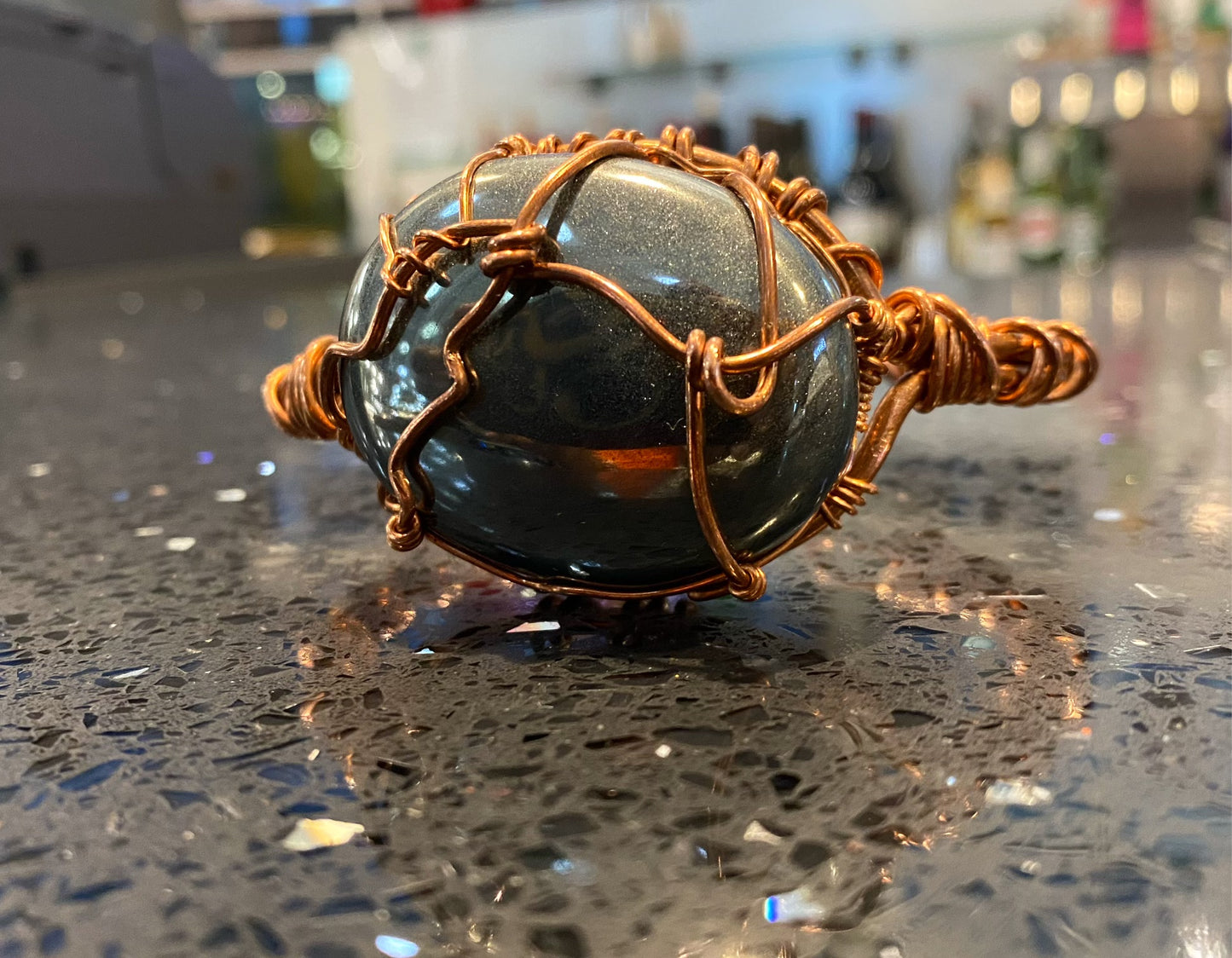 CHUNKY & THICK COPPER+HEMATITE CUFF BRACELET