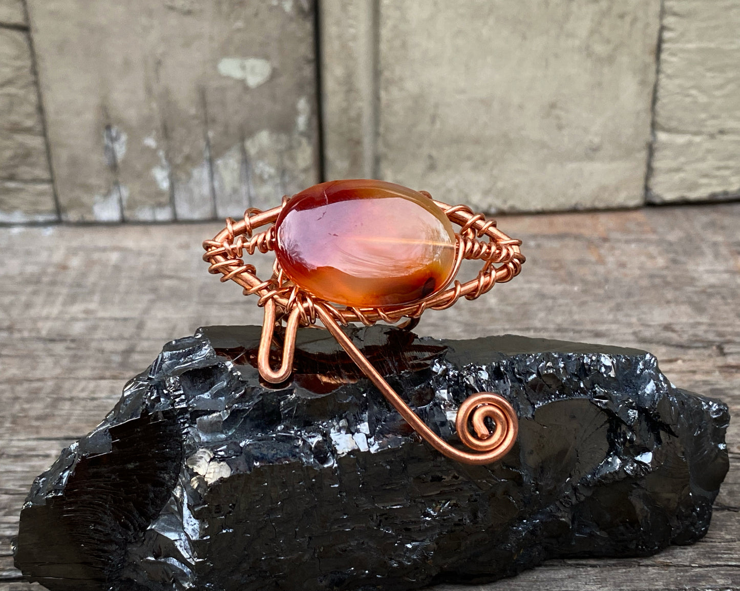 COPPER+CARNELIAN AGATE EYE OF HERU RING