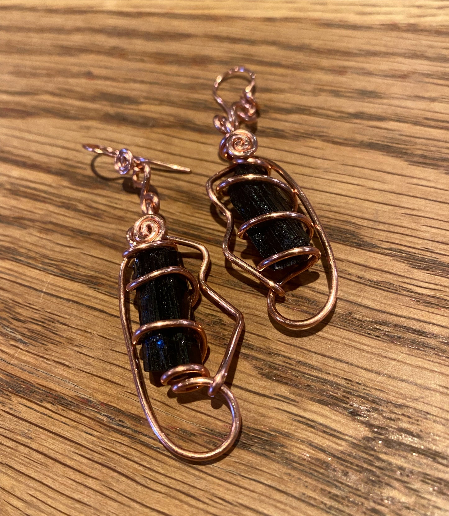COPPER+BLACK TOURMALINE EARRINGS