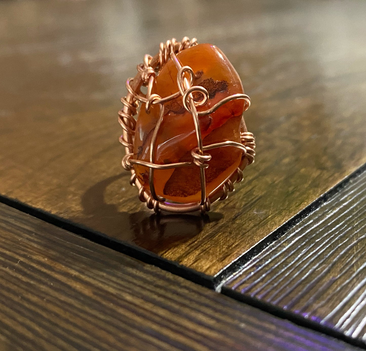 COPPER+CARNELIAN RING