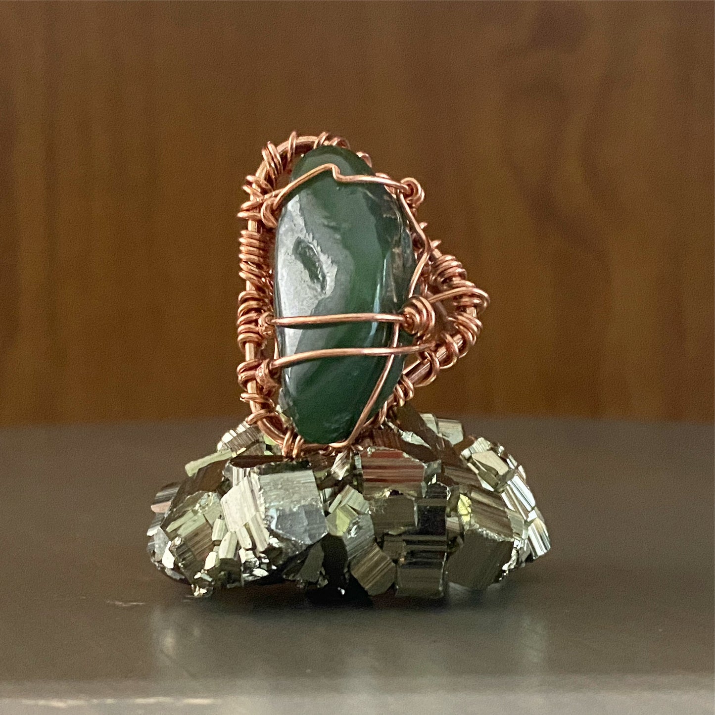 COPPER+JADE RING