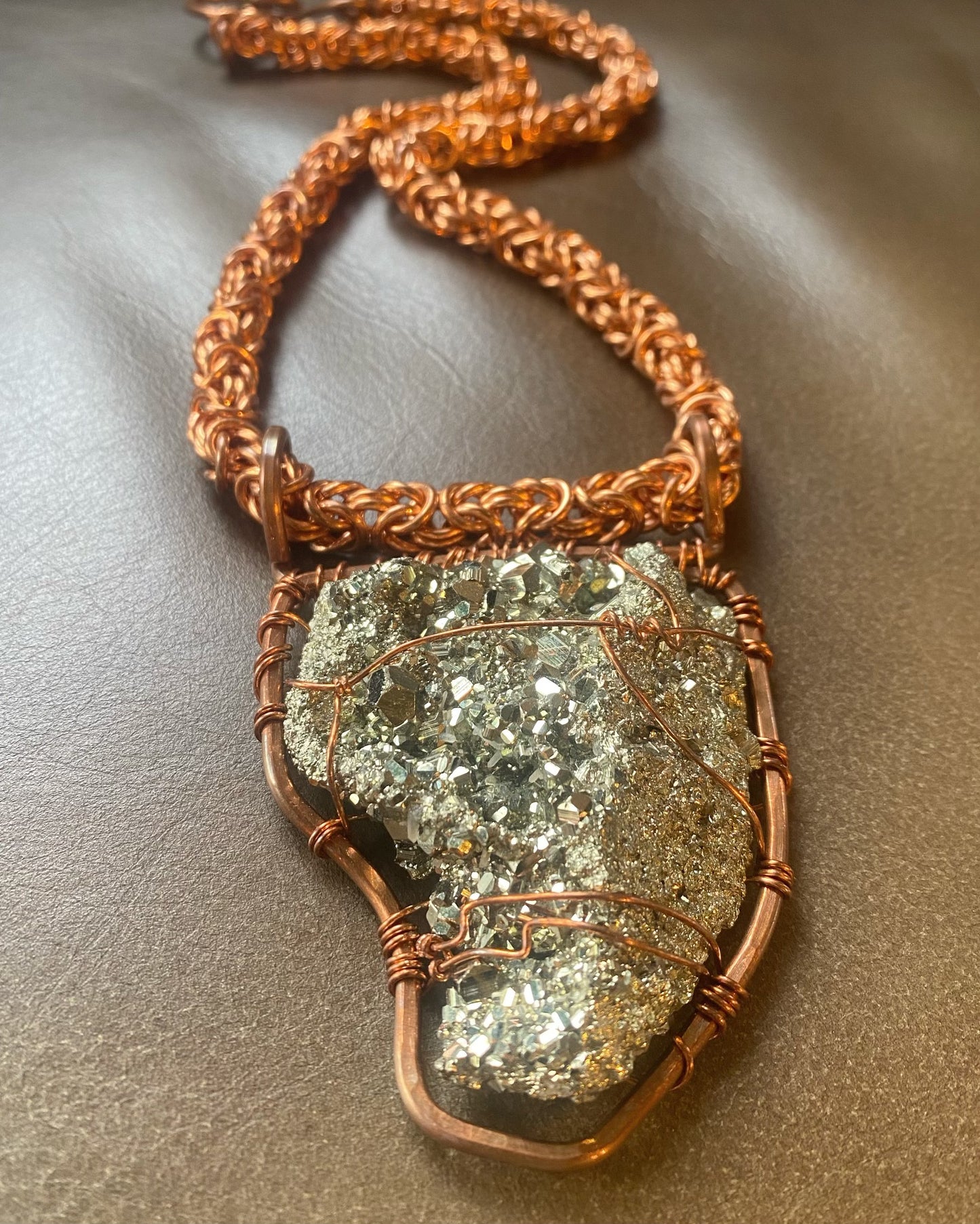 COPPER+PYRITE BYZANTINE NECKLACE