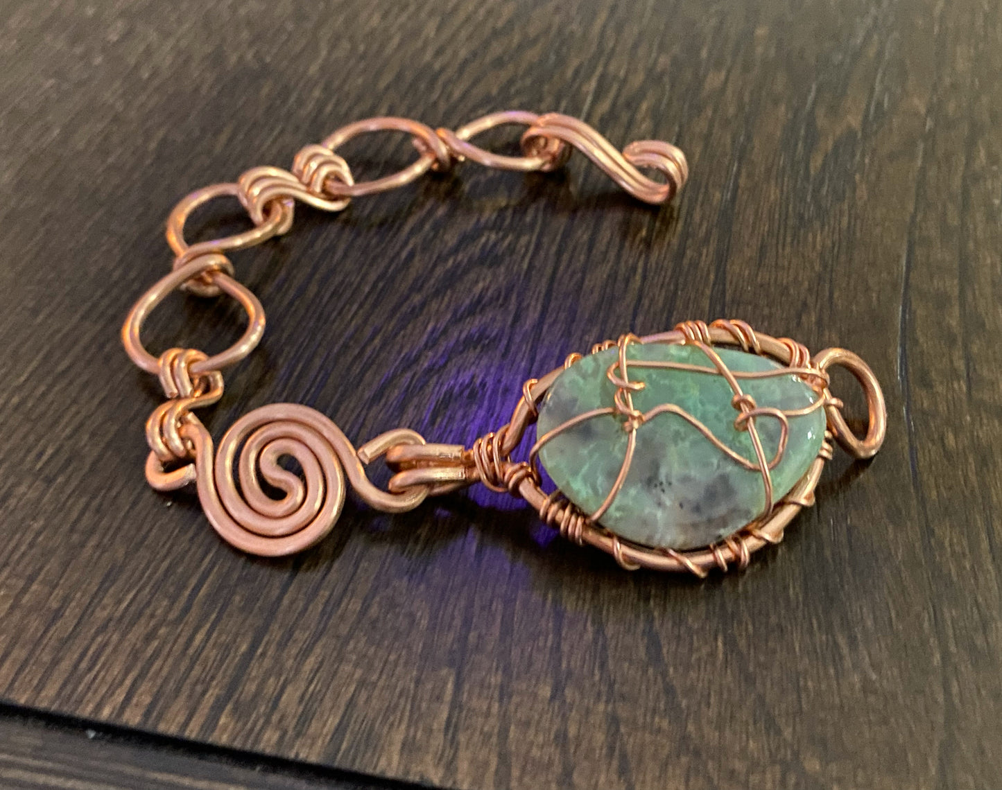COPPER+CHRYSOPRASE BRACELET