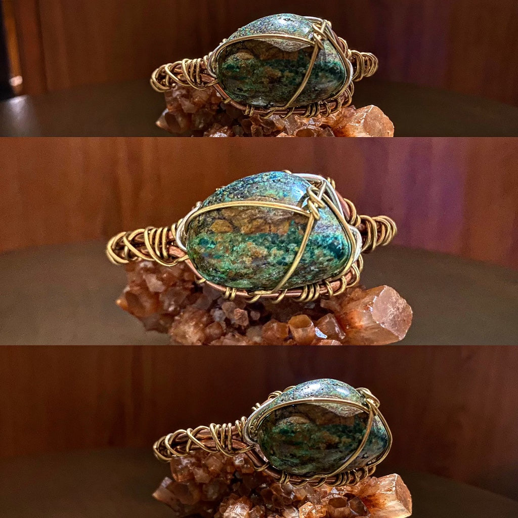 COPPER/BRONZE+ CHRYSOCOLLA CUFF BRACELET