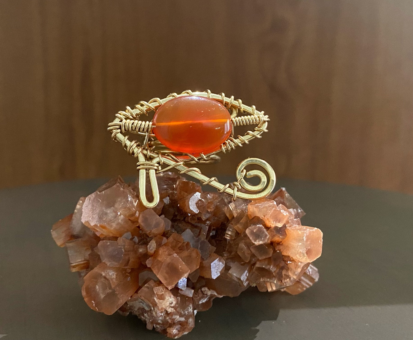 BRONZE+CARNELIAN EYE OF RA RING