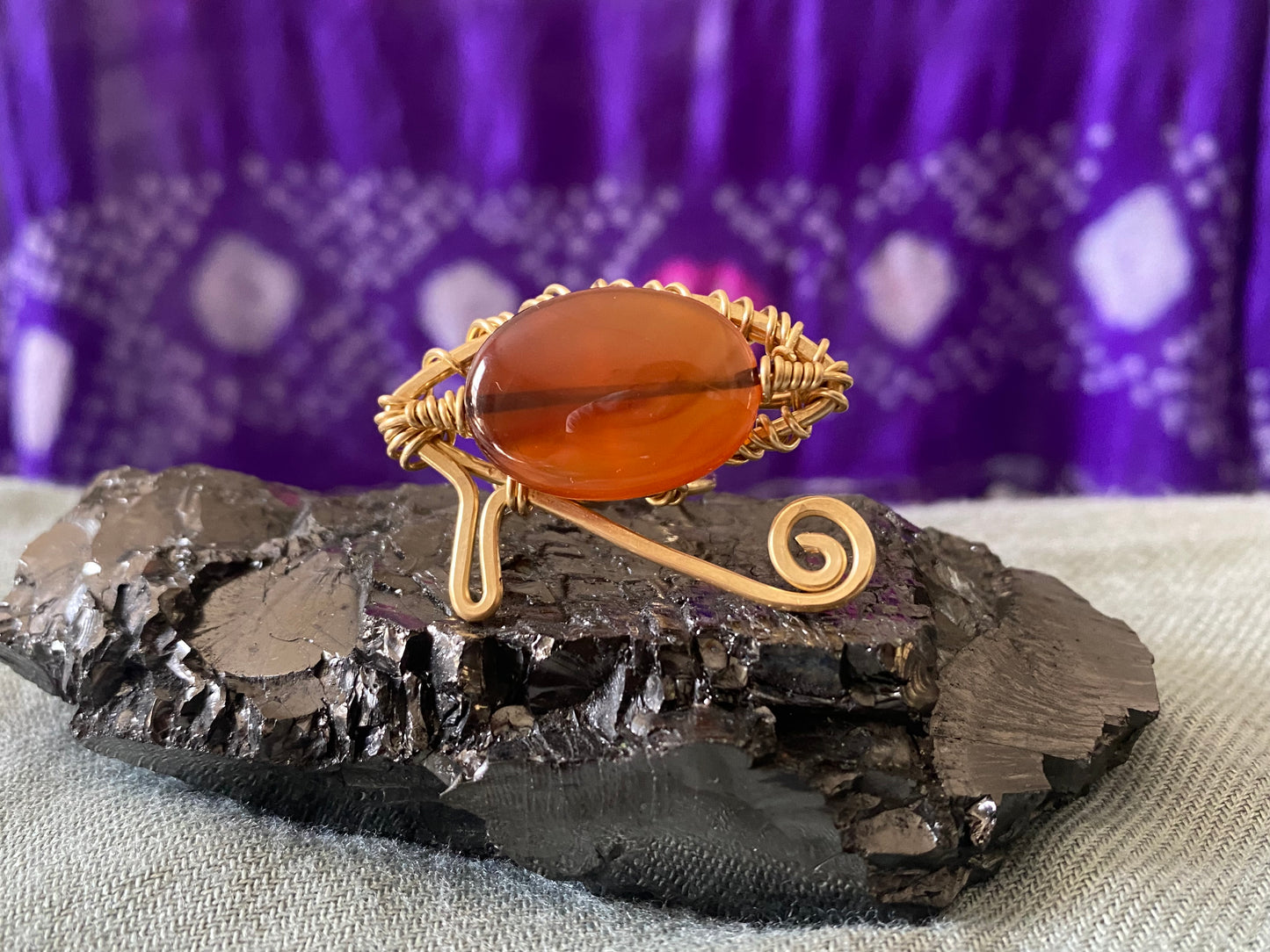 "INNERVERSE OVERSTANDING" BRONZE+CARNELIAN RING