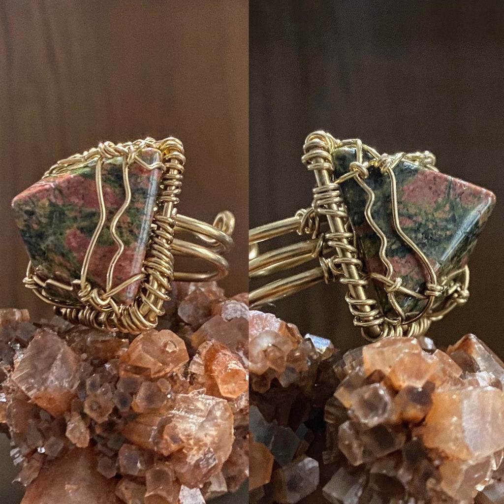 ✨ARCHITECT OF LIFE✨ BRONZE+UNAKITE PYRAMID RING
