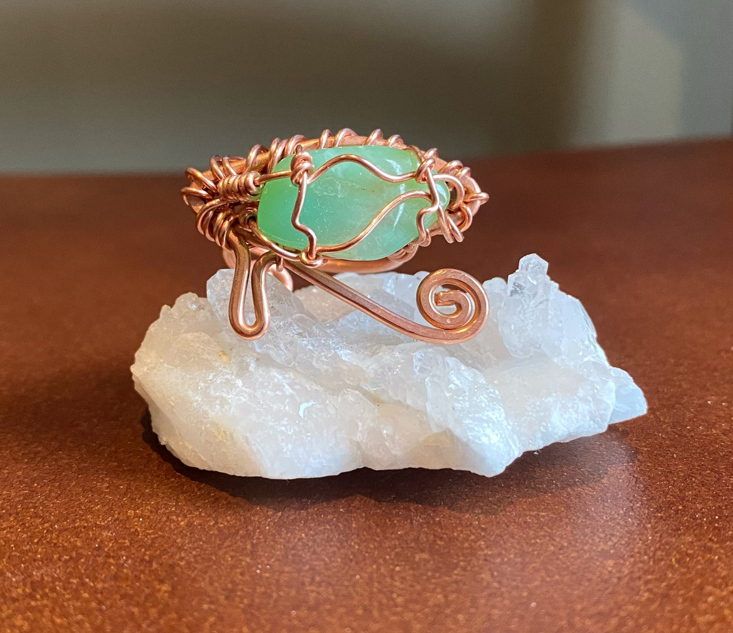 COPPER+CHRYSOPRASE EYE OF HERU RING