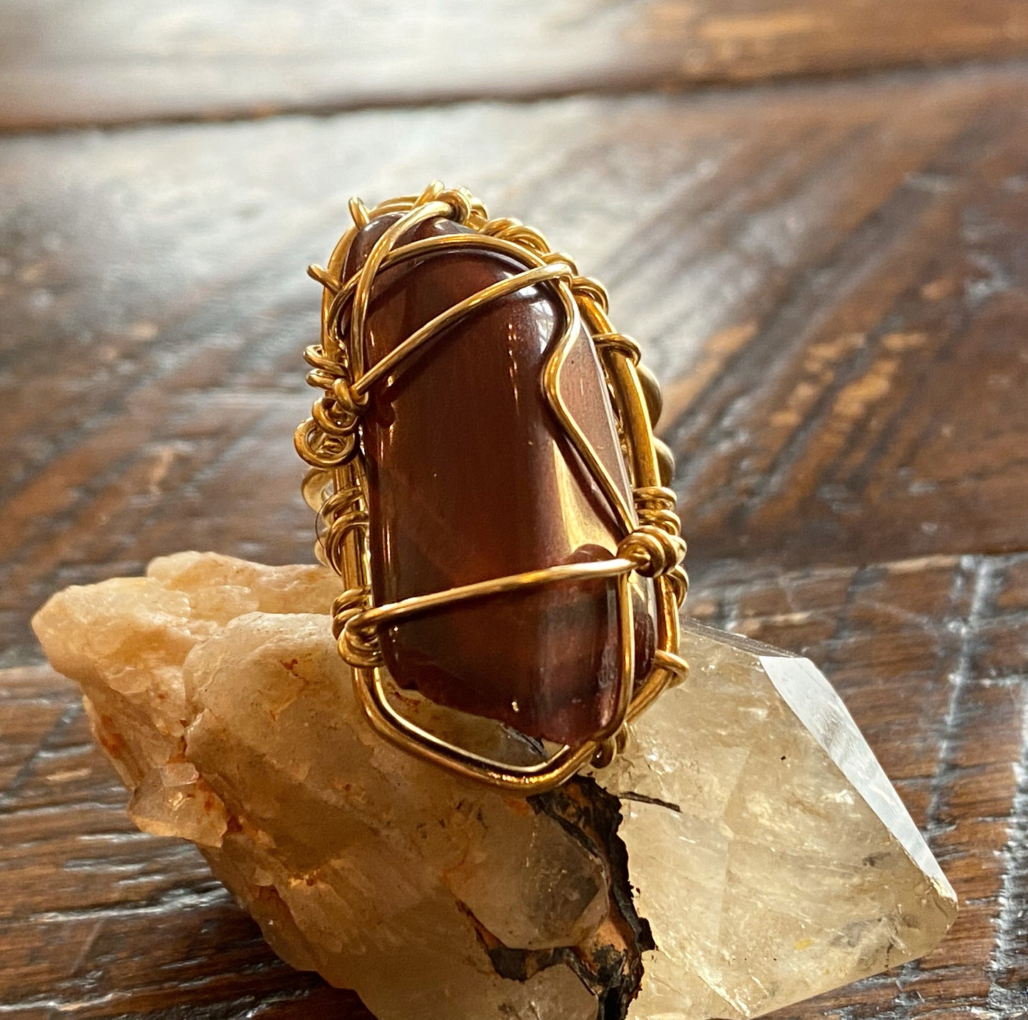 BRONZE+RED TIGERS EYE RING