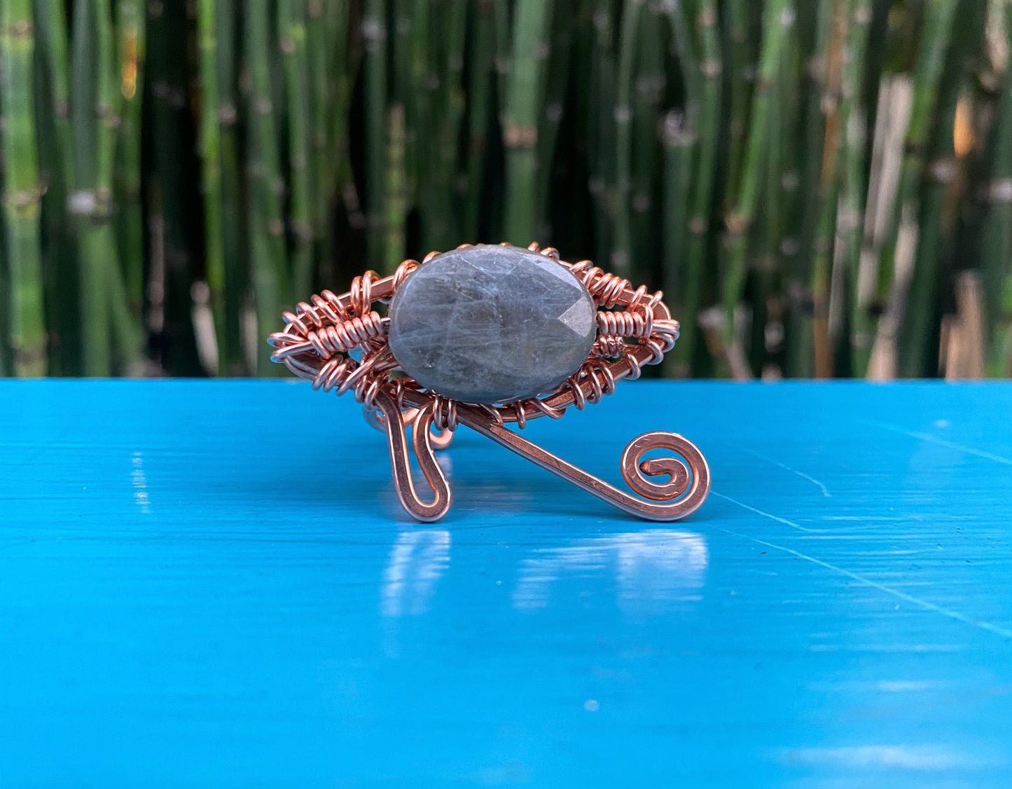 COPPER+LABRADORITE EYE OF HERU RING
