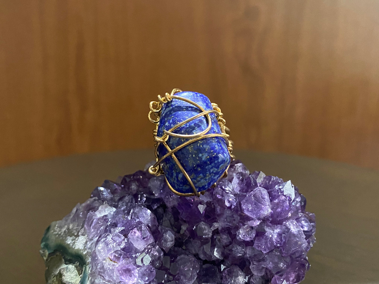 BRONZE+LAPIS LAZULI RING