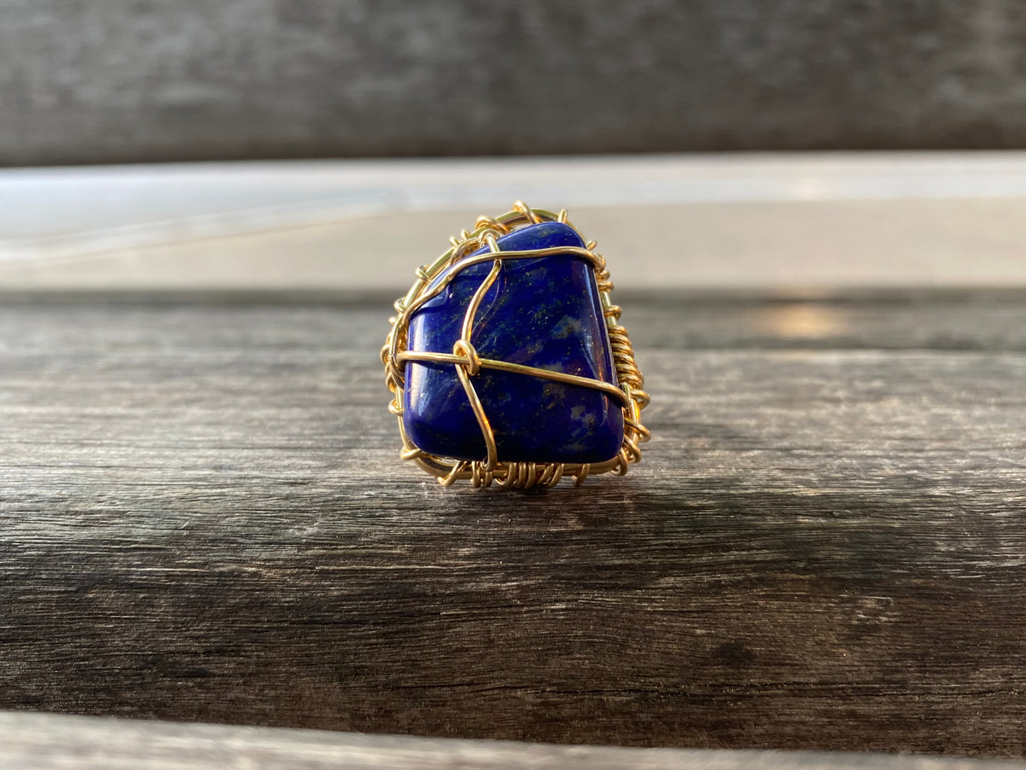 BRONZE+LAPIS LAZULI RING