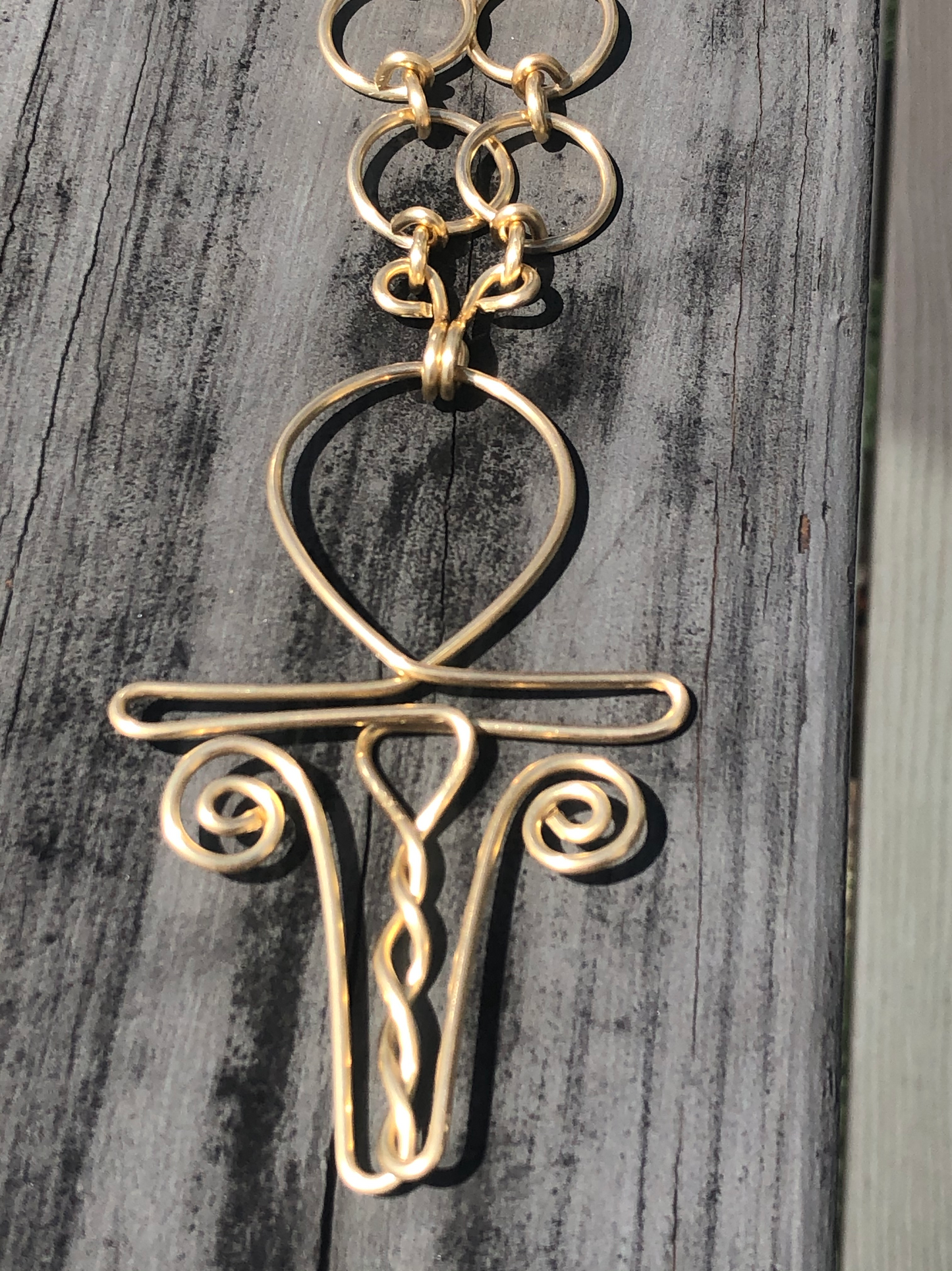 BRONZE CIRCLE LINK ANKH NECKLACE