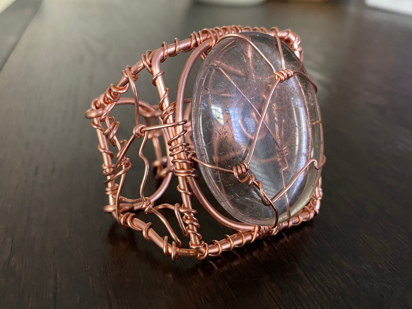 COPPER+SMOKEY QUARTZ CUFF BRACELET
