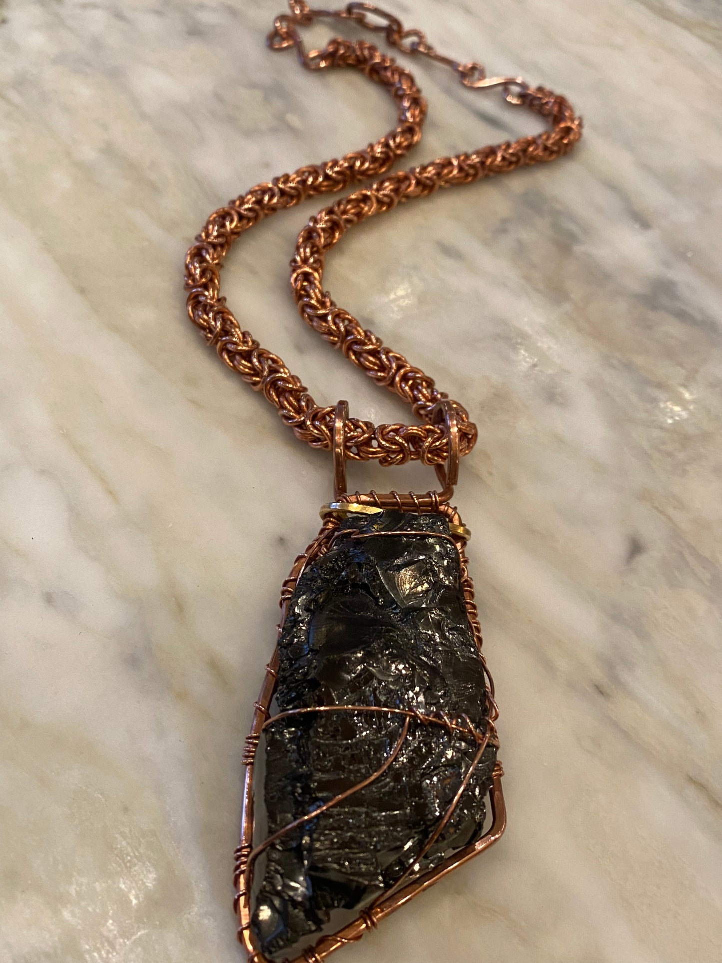 “ETHERIAN POWER” COPPER+ELITE SHUNGITE BYZANTINE NECKLACE