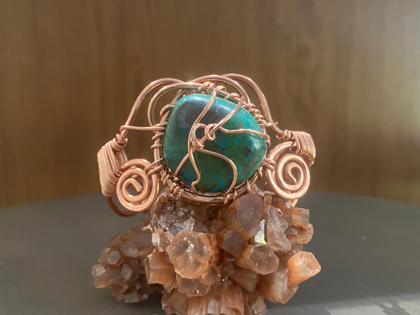 COPPER+CHRYSOCOLLA DOUBLE VORTEX CUFF BRACELET