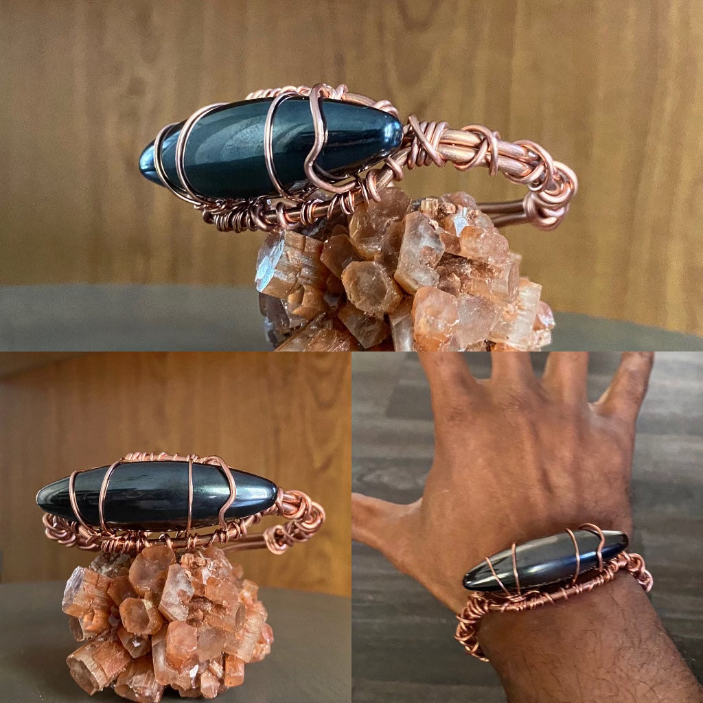 COPPER+MAGNETIC HEMATITE CUFF BRACELET
