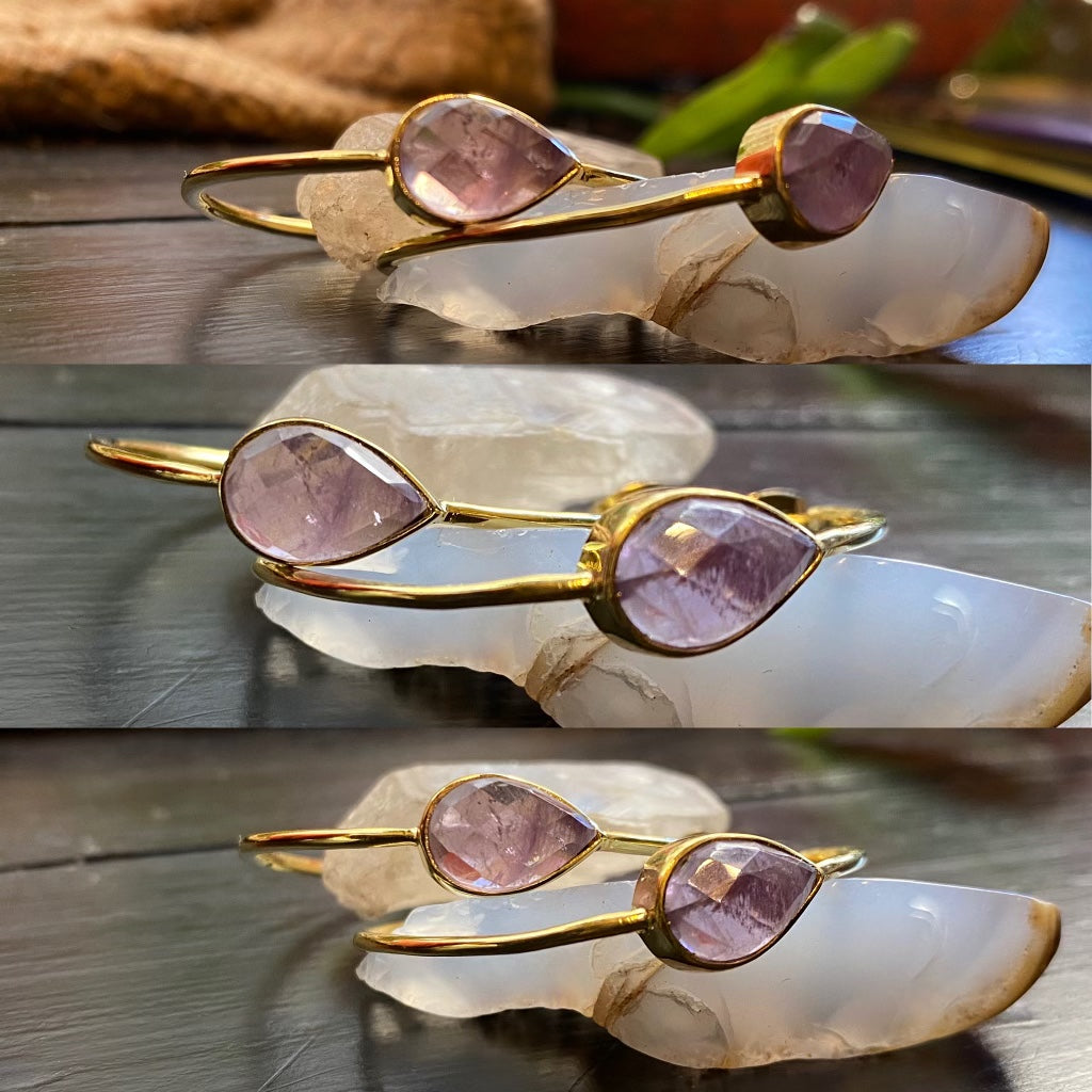 ✨INFLUENTIAL✨ BRONZE+AMETHYST HOOP EARRINGS