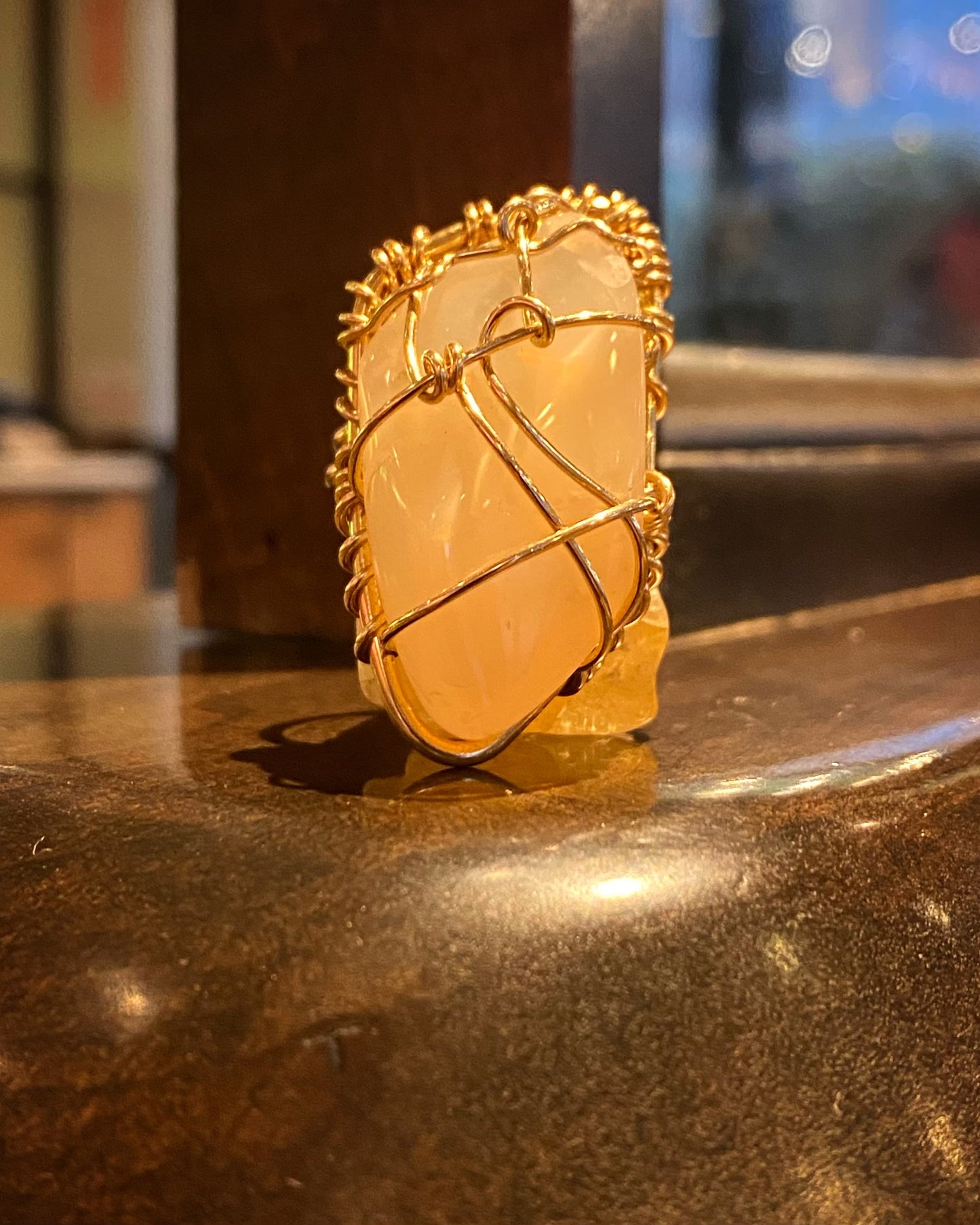 BRONZE+MOONSTONE RING