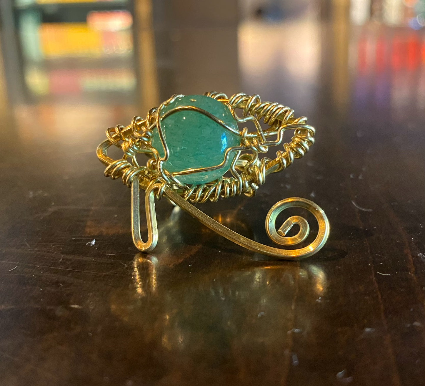 BRONZE+AVENTURINE EYE OF HERU RING